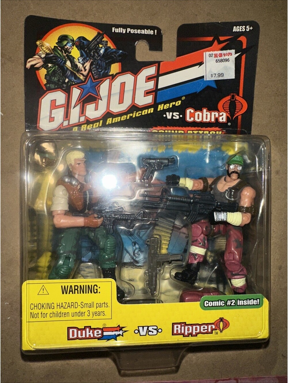 Gi Joe Vs Cobra Duke Vs Ripper Action Figures Sound Attack Hasbro 2002 New